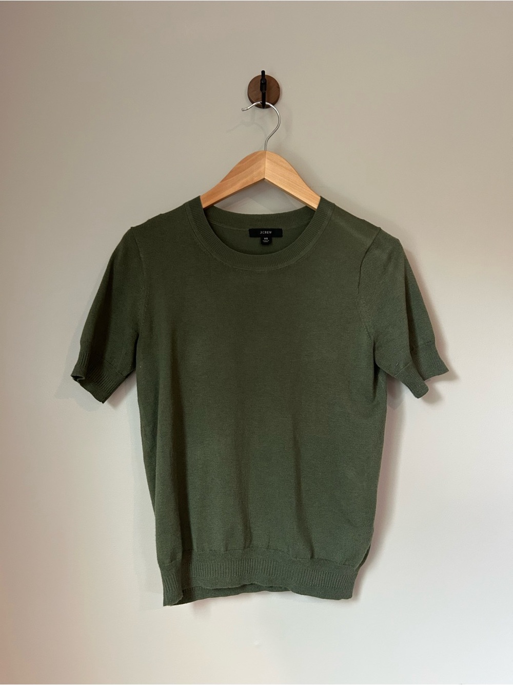 J.Crew Short Sleeve Silk Blend Crewneck Sweater XS Olive Green